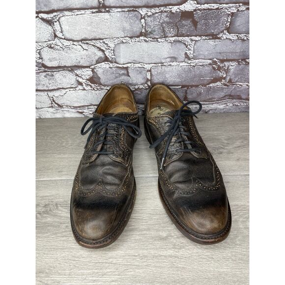 Frye Jones Wingtip Dark Brown Leather Distressed Dress Shoes Men Sz 13D US/46EU - Picture 12 of 16